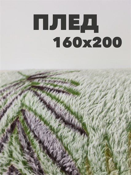 Плед Папоротник 160х200 см, зеленый, молочный, баклажан b2020100201 b2020100201 - фото 44921