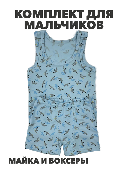 Комплект для мальчиков  (майка + боксеры), голубой, r1020101829 r1020101829 - фото 58200