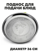 {{productViewItem.photos[photoViewList.activeNavIndex].Alt || productViewItem.photos[photoViewList.activeNavIndex].Description || 'Поднос для подачи блюд и сервировки стола металлический &quot;Виноградная лоза&quot;, круглый, диаметр 36 см, m3060202522'}}