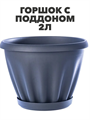 Горшок цветной c поддоном "Знатный", 2 л, d180, графит, m3040102490 m3040102490 - фото 57410